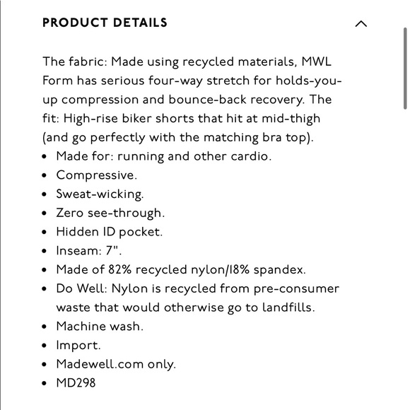 Madewell MWL form high rise 7” biker shorts - Picture 6 of 6